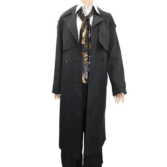 Banana Republic Black Trench Coat Small Quiet Luxury Old Money Lawyer Coat - Picture 6 of 9